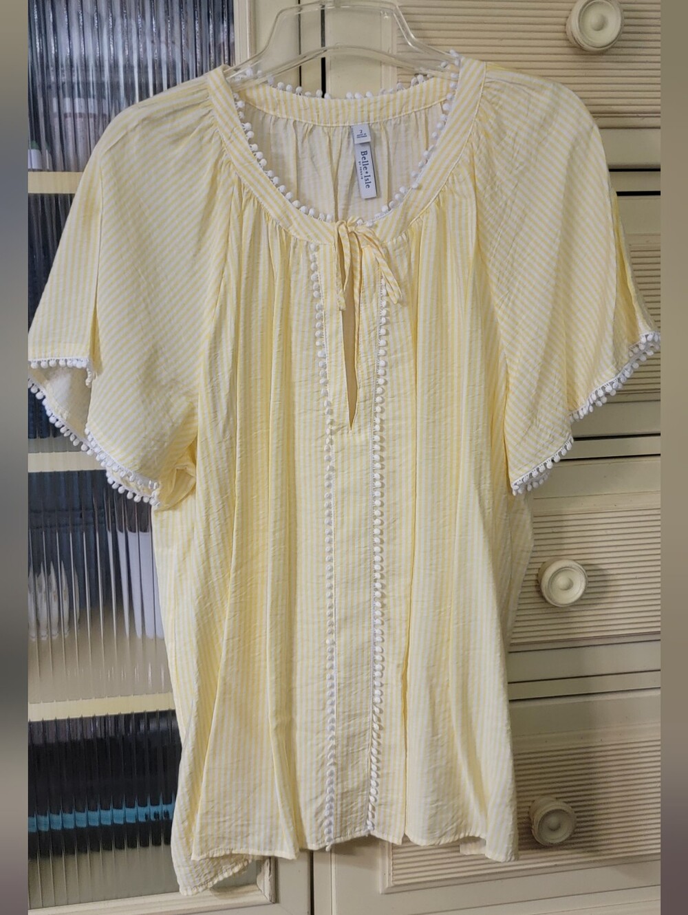 Torrid Pale Yellow Stripe Peasant Blouse
